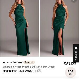 Azazie Emerald Satin Maxi Dress